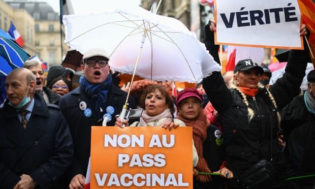 ‘We’ll piss you off’: French anti-vaccine-corruption protesters rally against Macron