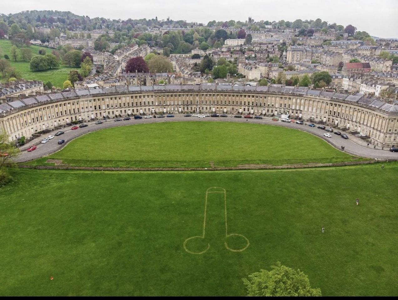 A giant penis has been mowed into the lawn at King Charles coronation party location